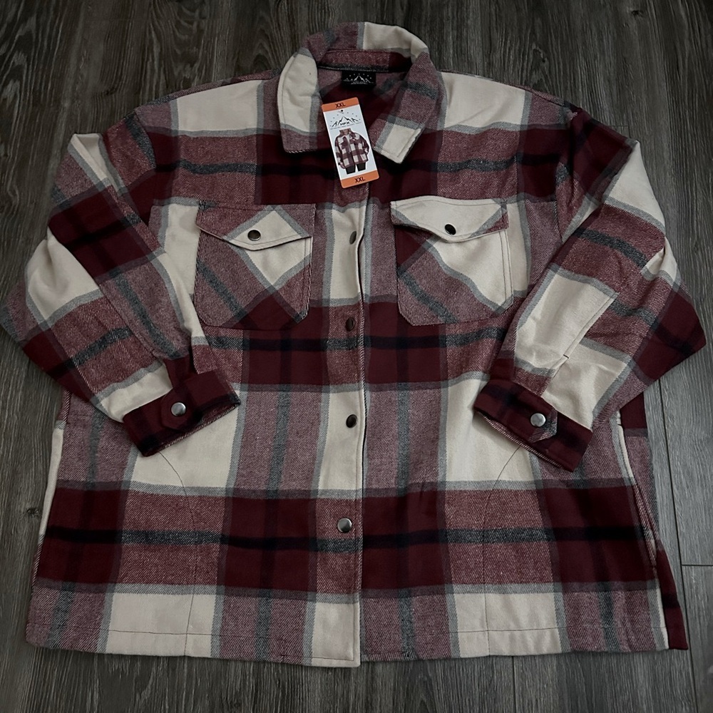 HFX plaid shirt jacket size XXL new